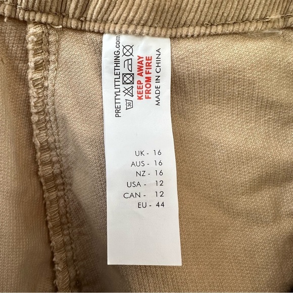NWT Pretty Little Thing A-line Corduroy Mini Skirt Stone Cord Cammie Tan 12 - Picture 10 of 12